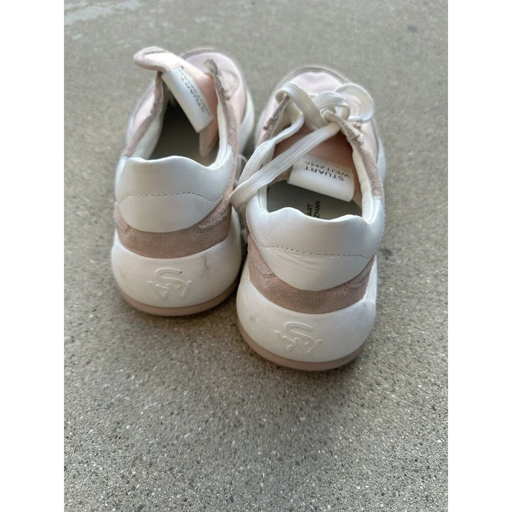 Stuart Weitzman Glide Suede -Trimmed Platform Sneakers US W 10 S1015WYS Pink